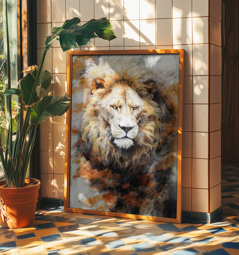Weißer Löwe Aquarell Tierkunst | Poster