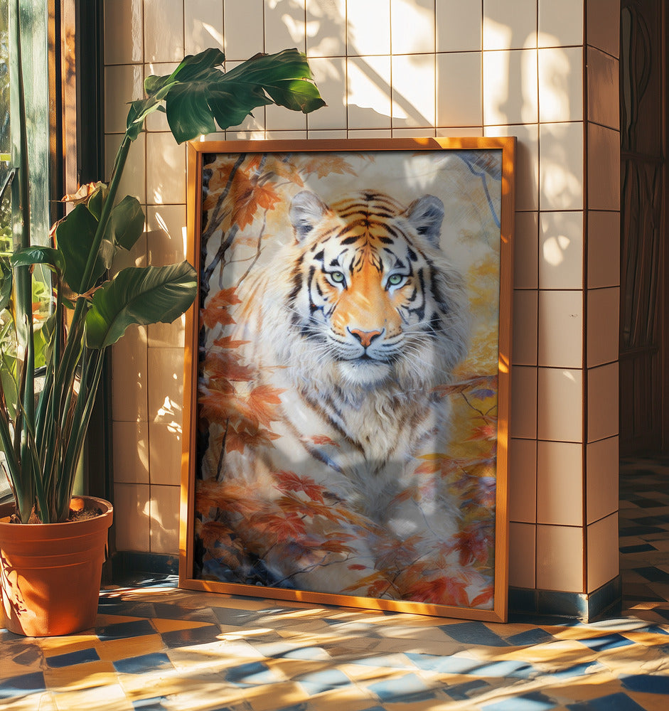 Weißer Tiger Aquarell Tierkunst | Poster