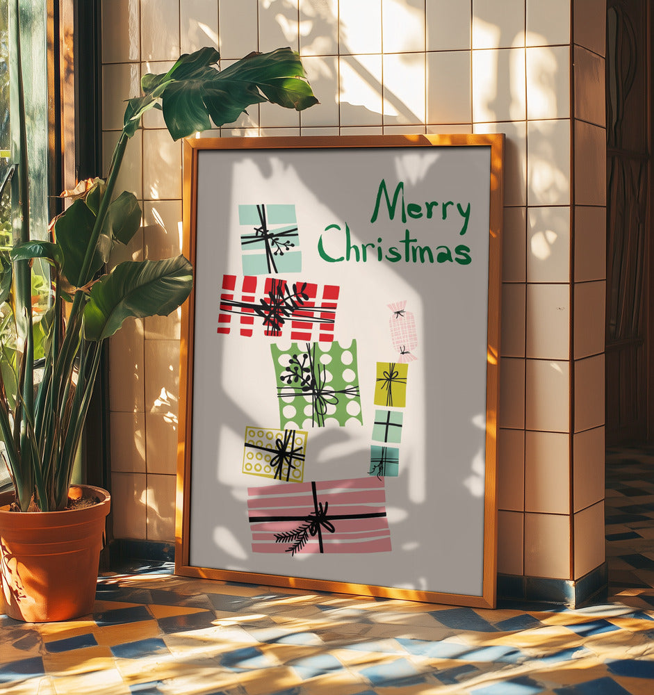Wackeliger Stapel Weihnachtsgeschenke | Poster