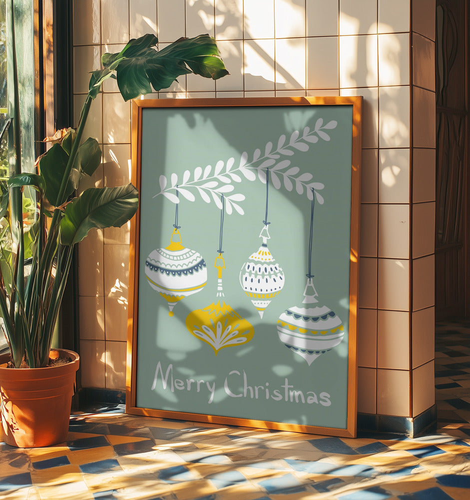 Fröhliche kleine Weihnachtskugeln mint | Poster