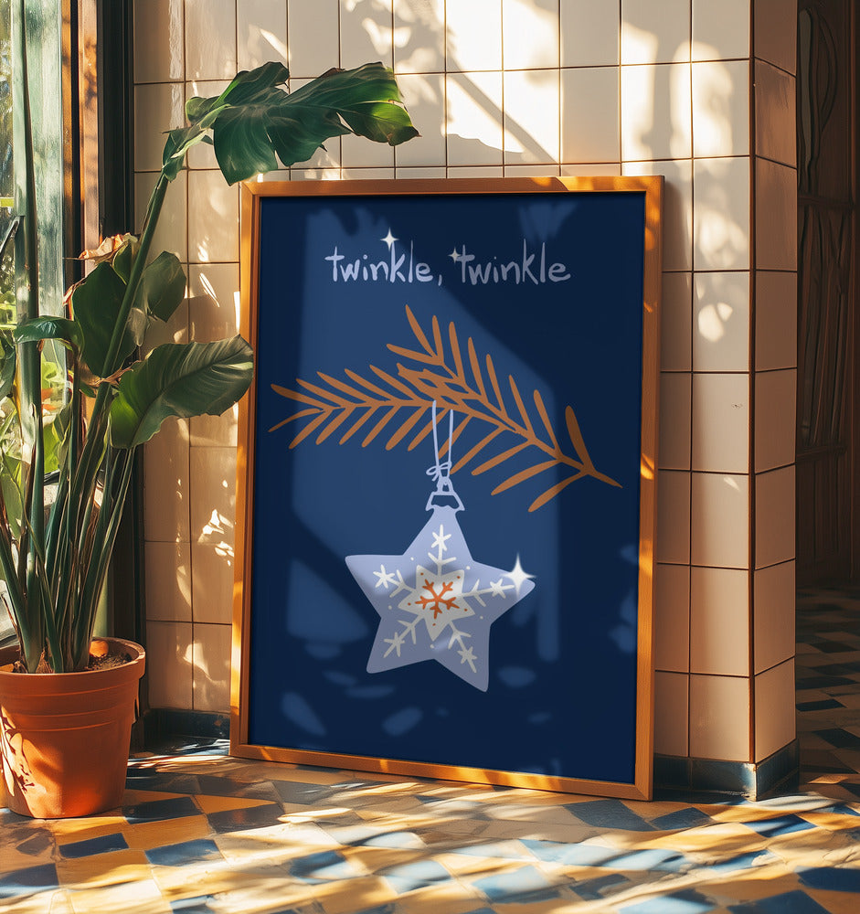 Fröhlich funkelnder Weihnachtsstern blau | Poster