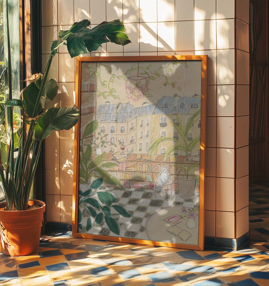 Antike Pariser Buchladenkatze | Poster