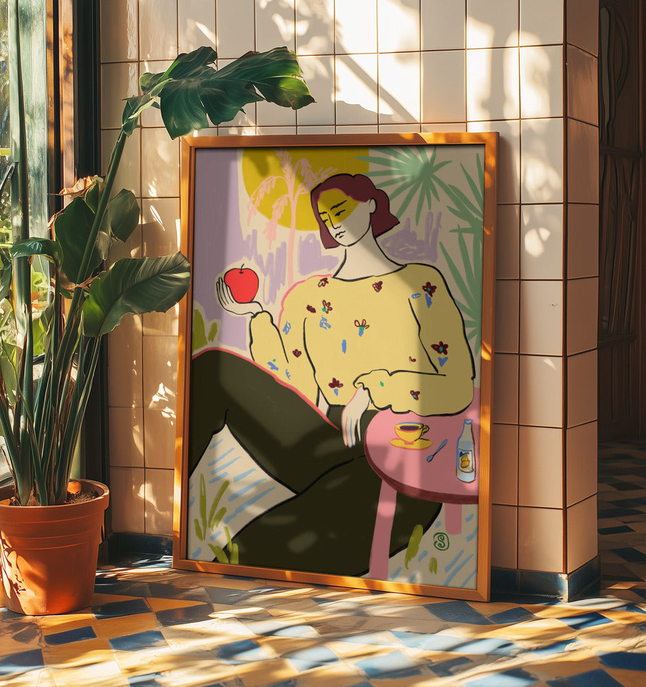 Frau mit Apfel | Poster