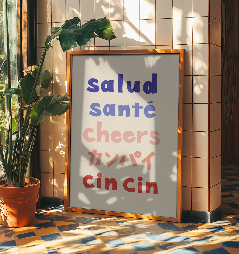 Cheers Typography - Salud Santé Cheers Kanpai Cin cin | Poster
