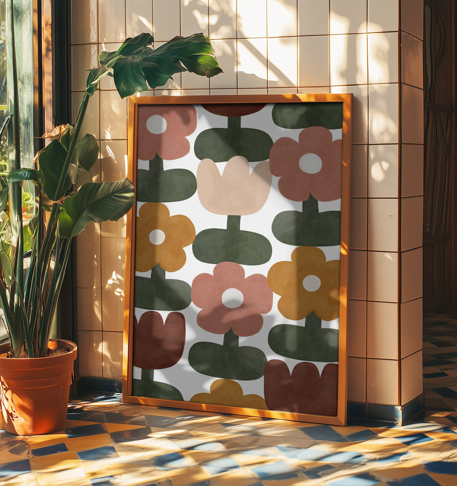 Retro Floral Grid | Poster