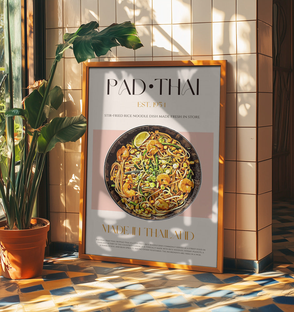 Elegante Illustration von Pad Thai | Poster