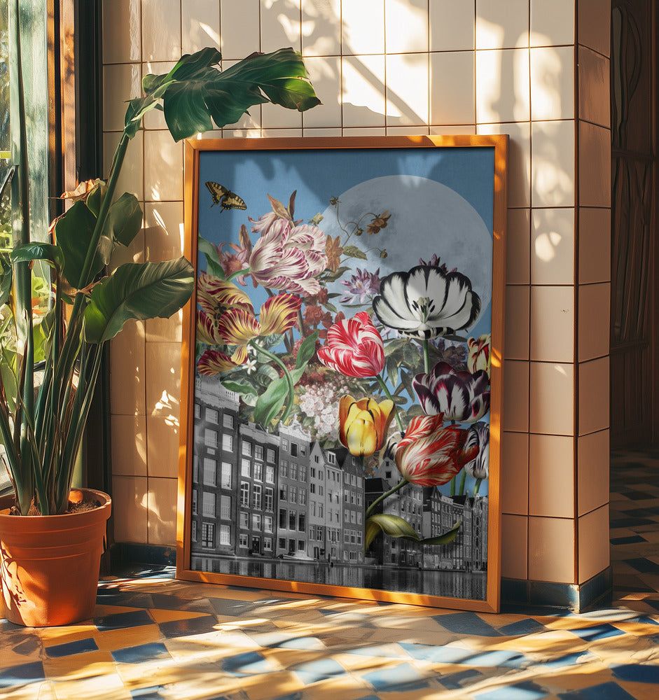 Lebendige Tulpen und komplizierte Schmetterlinge | Poster