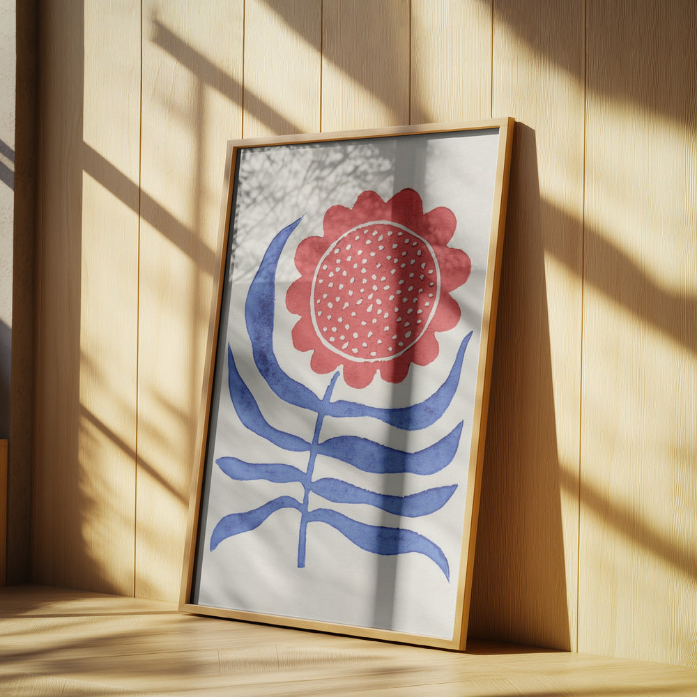 Rote Blume / Linoldruck | Poster - Kunstdruck
