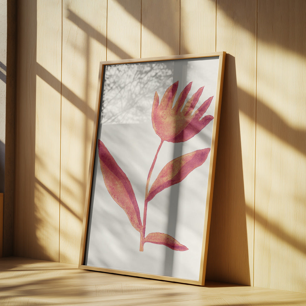 Linolschnitt Blume / Viva Magenta | Poster - Kunstdruck