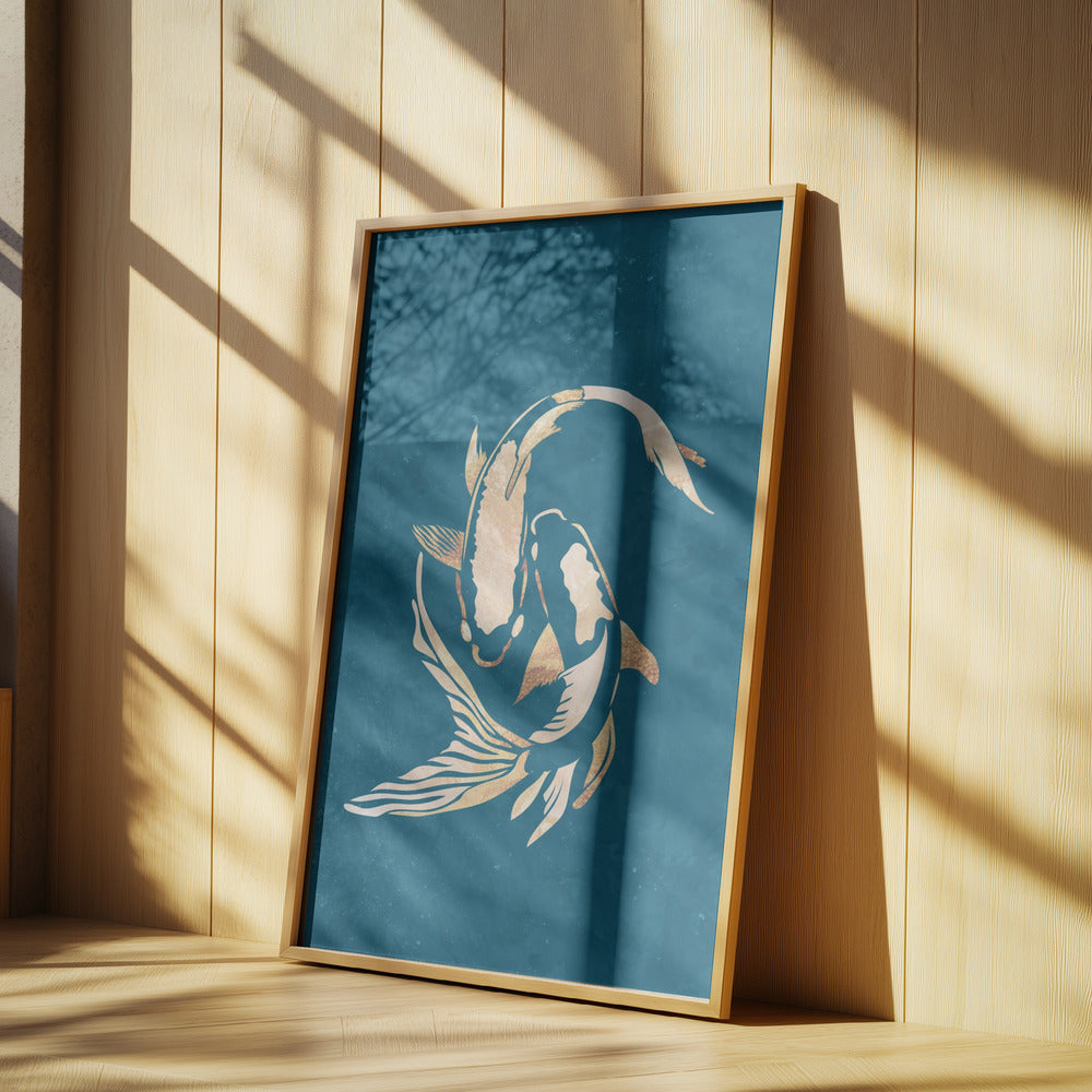 Gold Blue Koi Fish | Poster