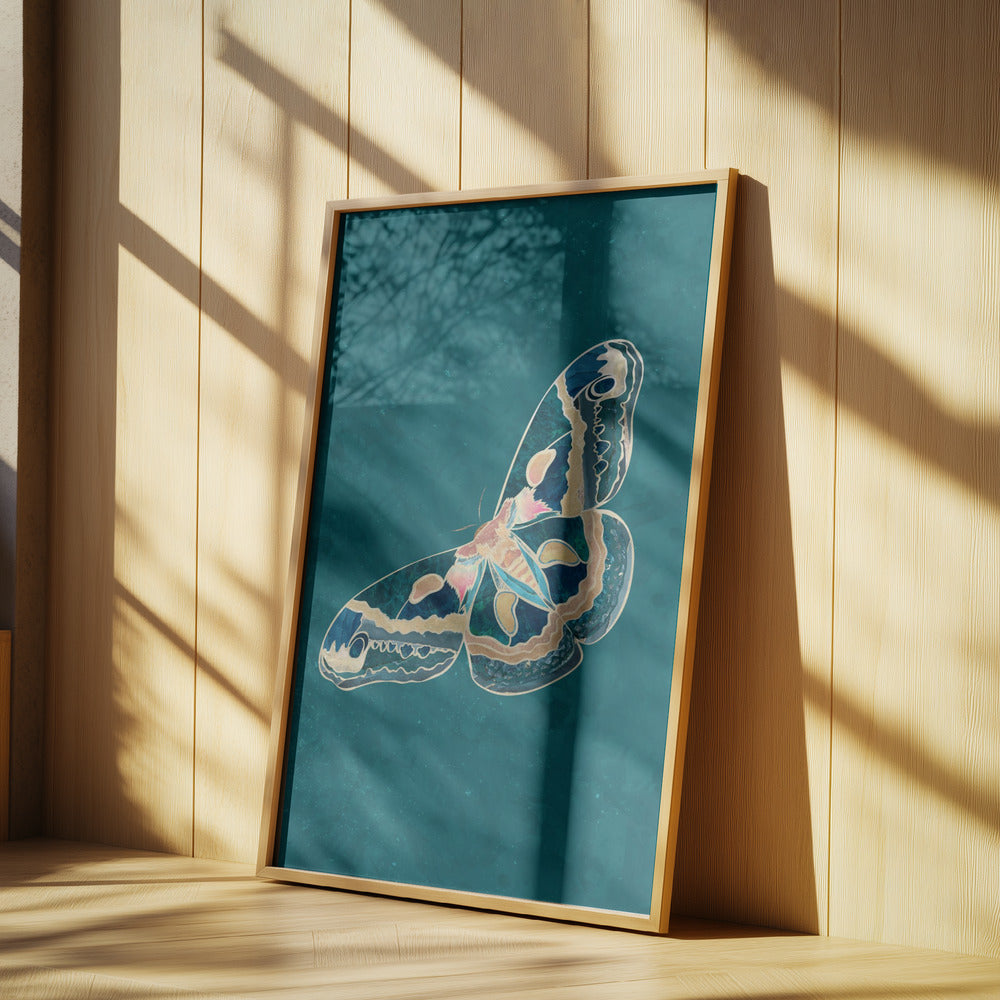 Turquoise Gold Moth Butterfly | Poster