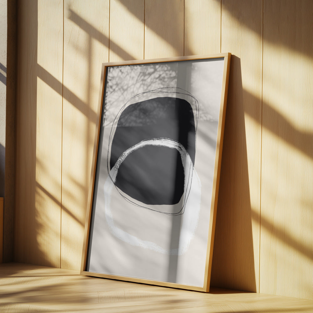 Schwarz-weiße Formen mit fließenden Linien | Poster