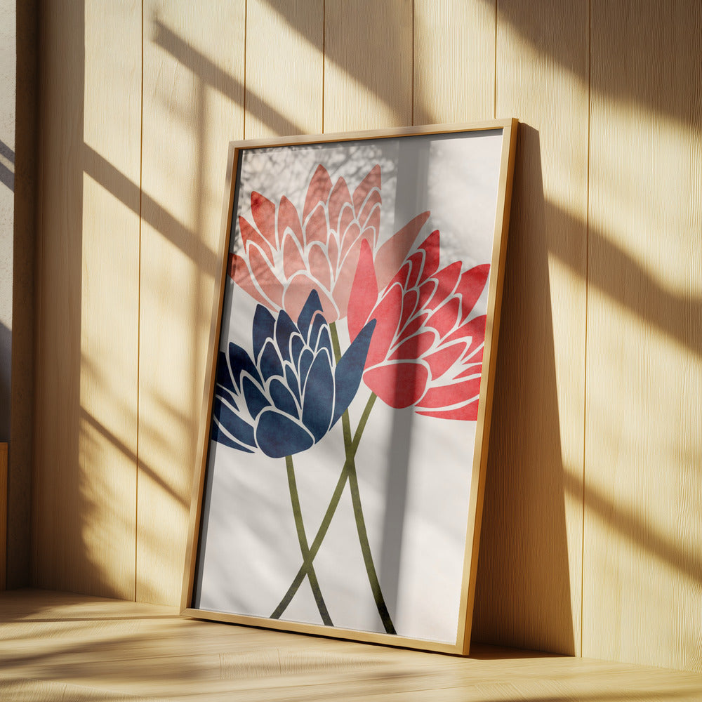 Drei tanzende Blüten | Poster - Kunstdruck