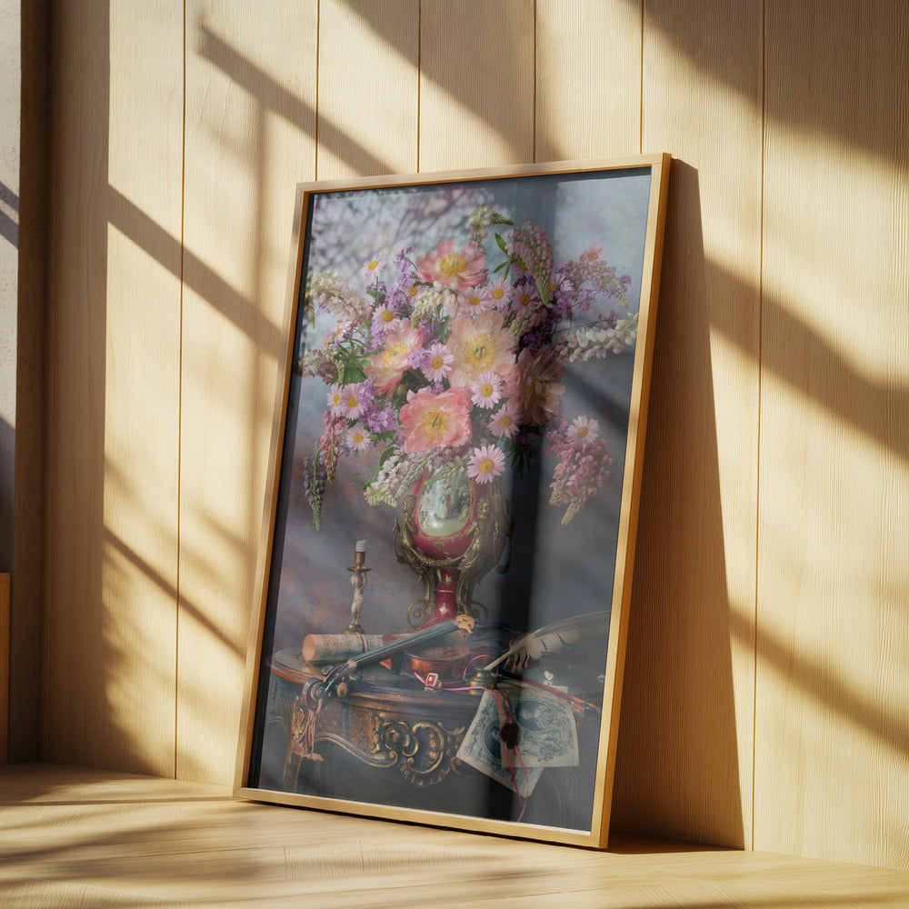 Still life with violin and flowers | Poster