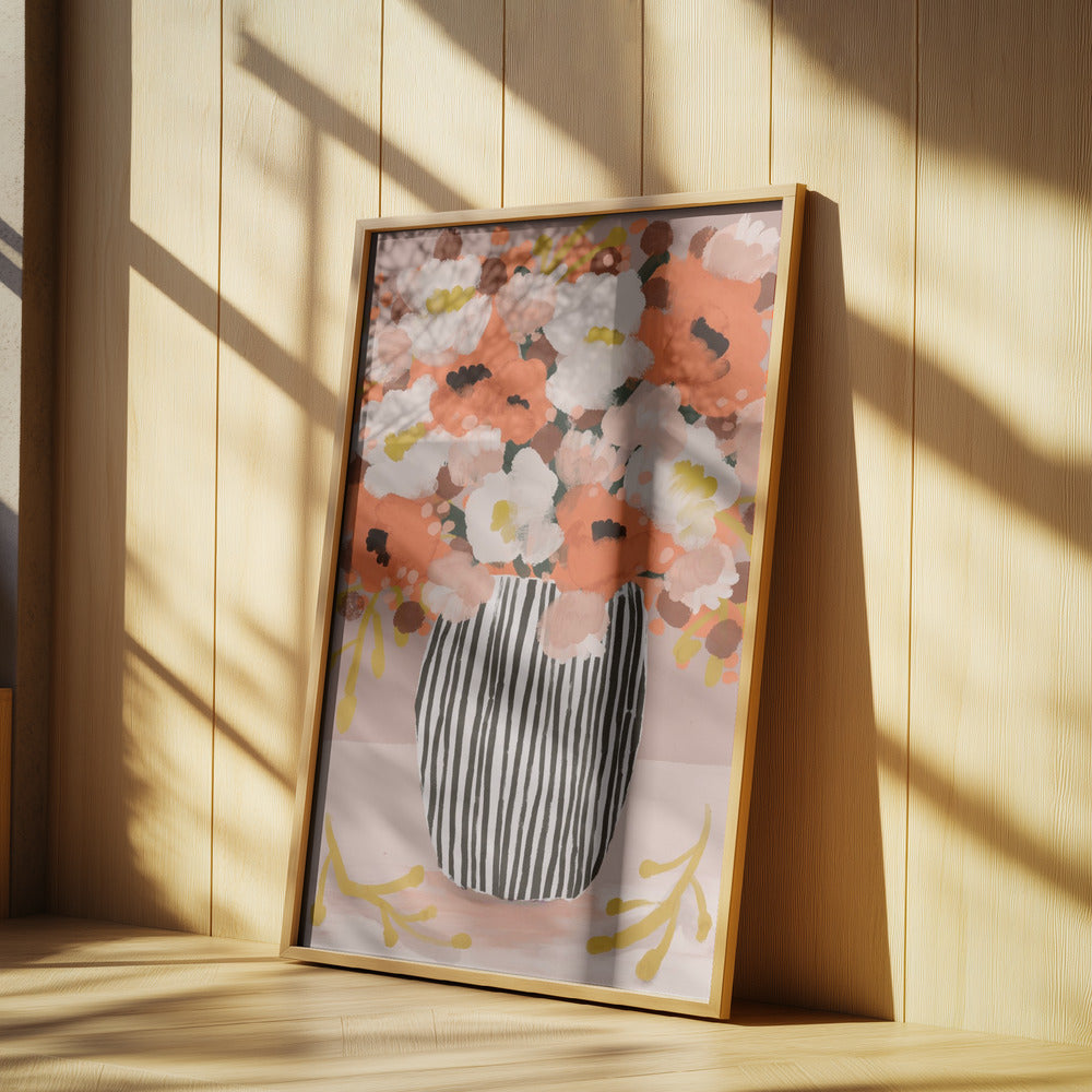 Striped Vase Blooms | Poster