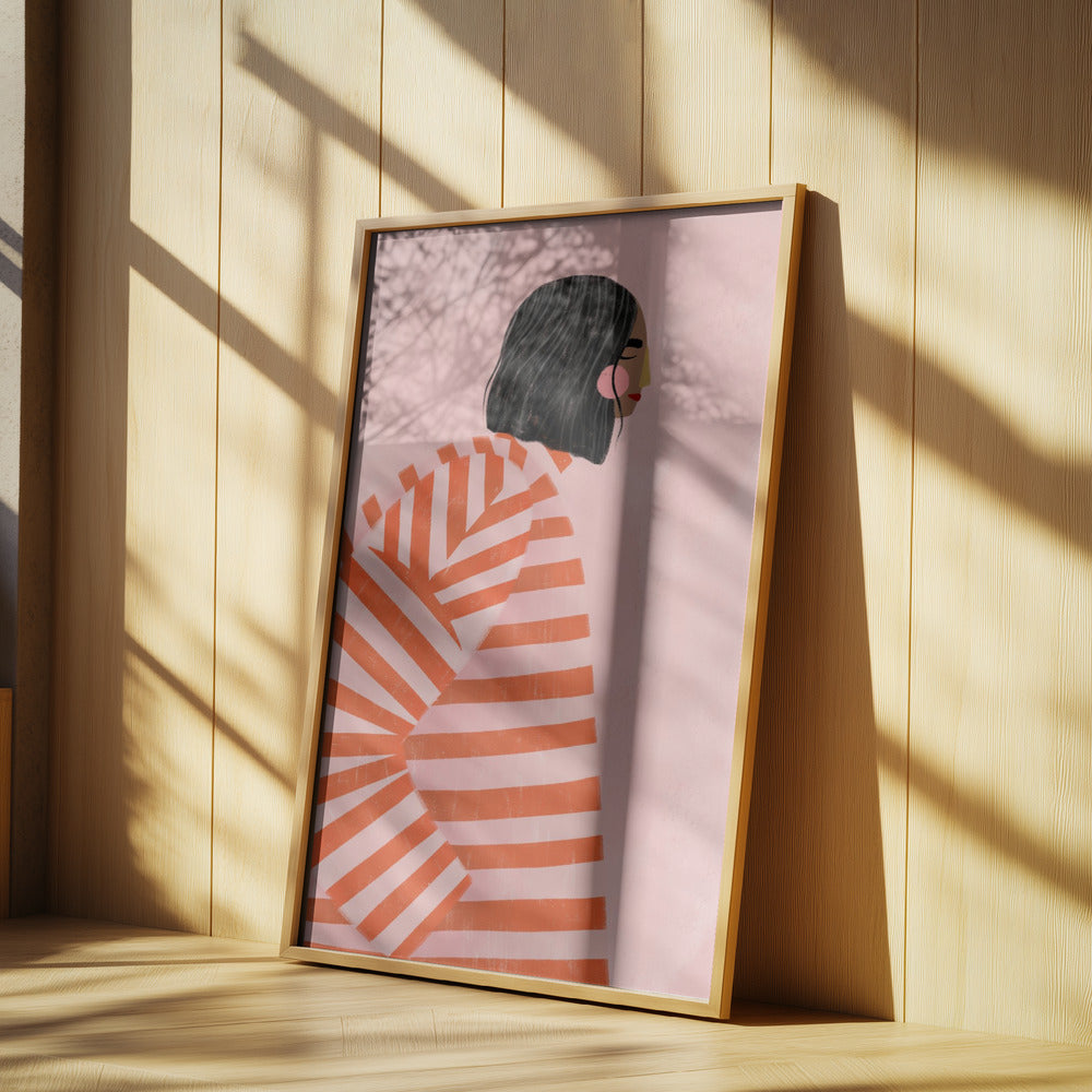 Die Frau mit den orangefarbenen Streifen | Poster