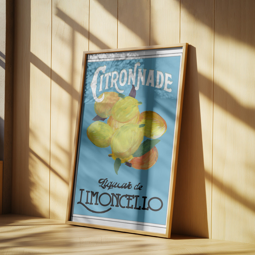 Citronnade Limoncello auf Blau und Schwarz | Poster