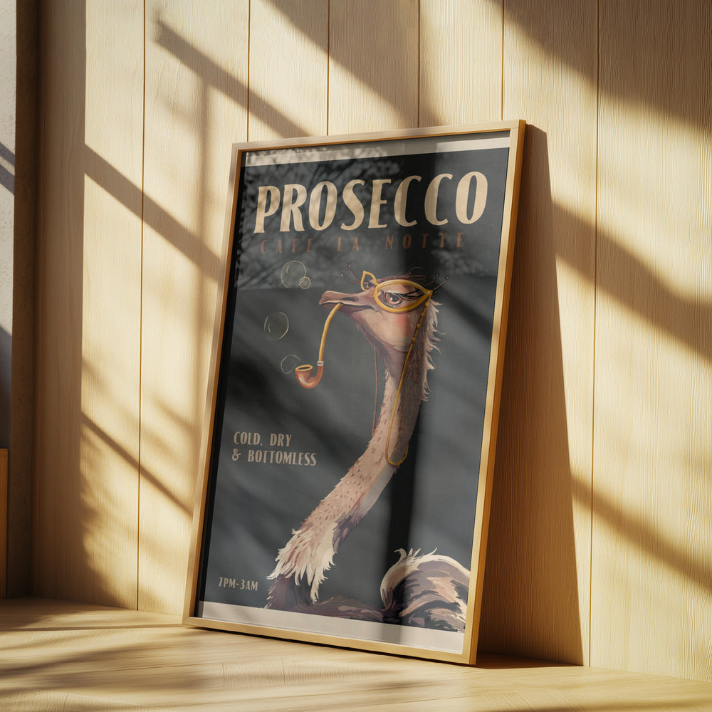 Art Deco Prosecco Wall Art Of An Ostrich | Poster
