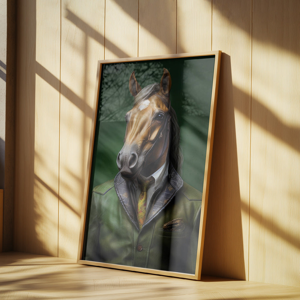 Elegantes grünes Pferd Tierkunst | Poster