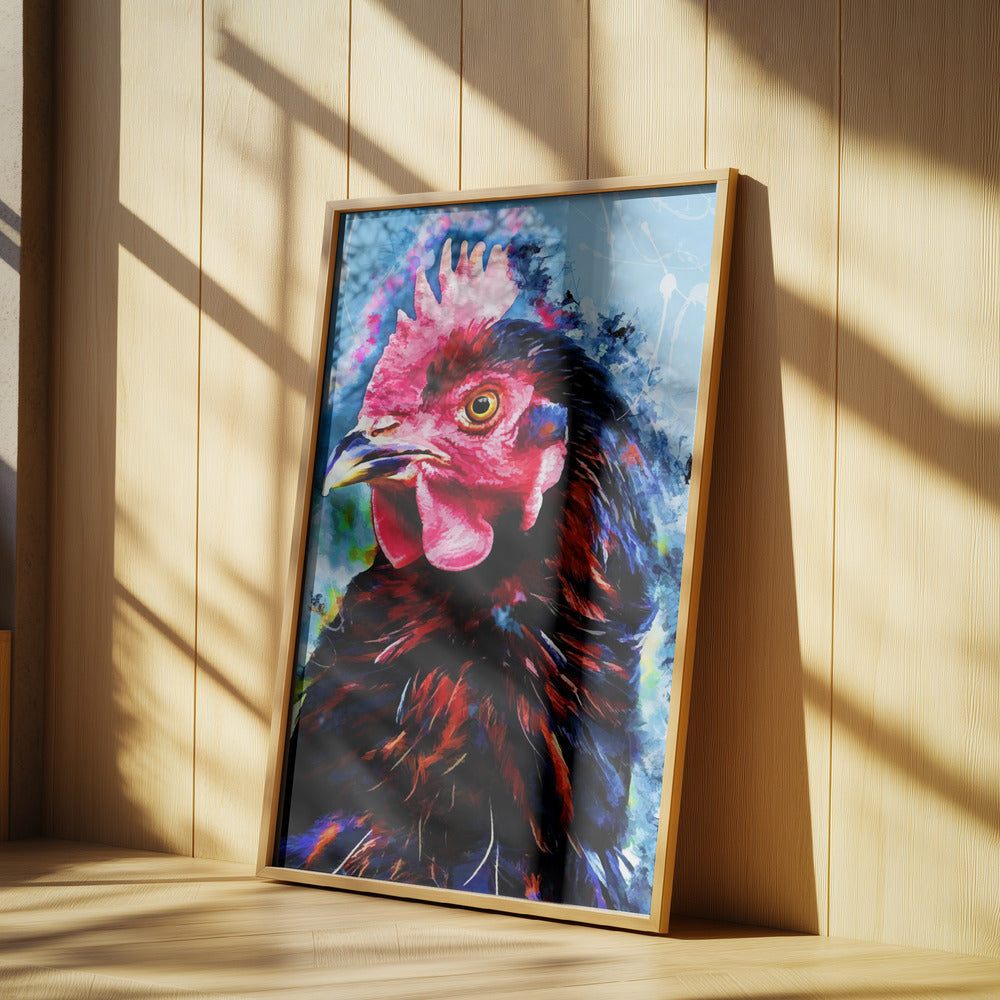 Tier Hahn Aquarell Tierkunst | Poster