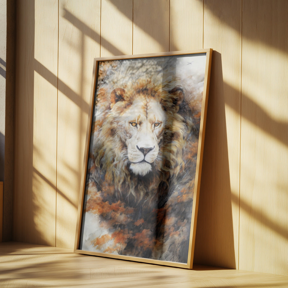 Weißer Löwe Aquarell Tierkunst | Poster