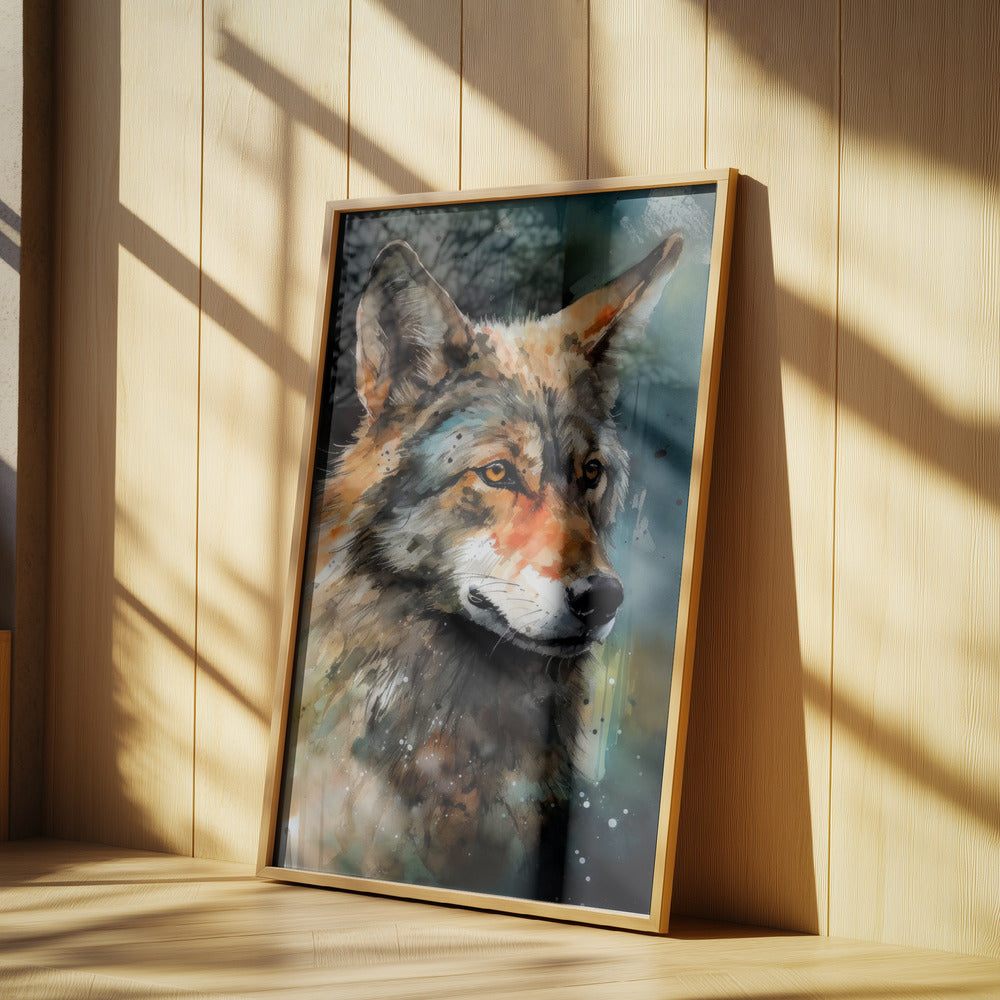 Wolf Aquarell Tierkunst | Poster