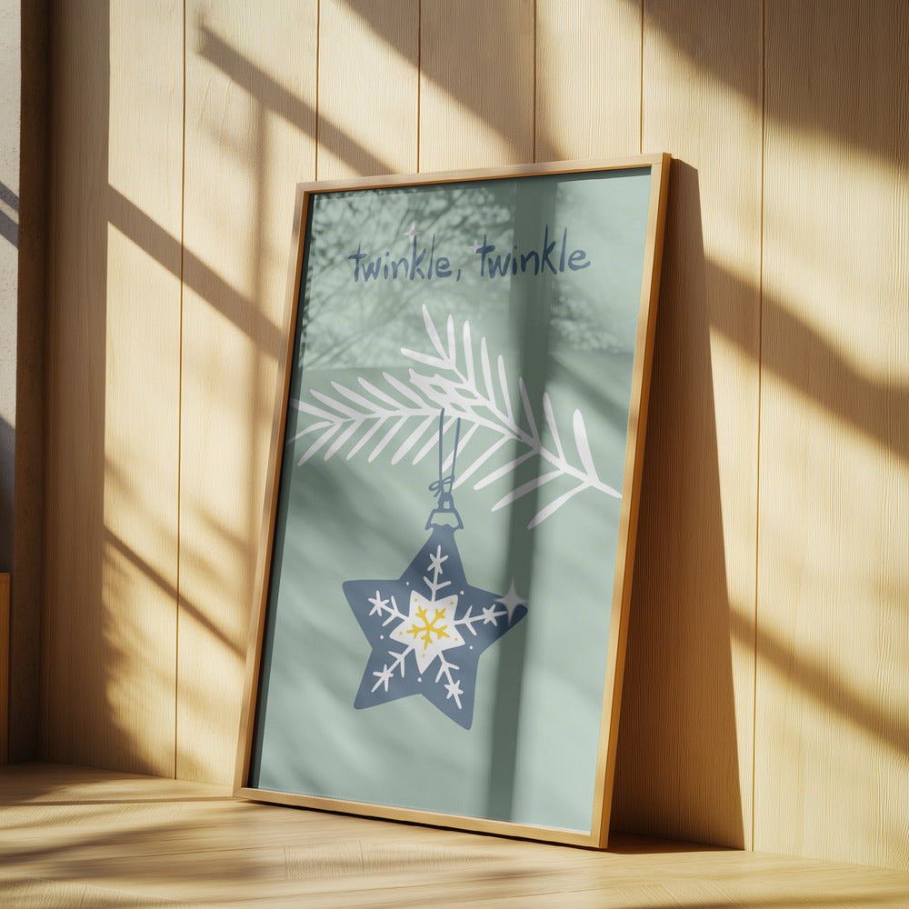 Cheerful twinkle Christmas star mint | Poster