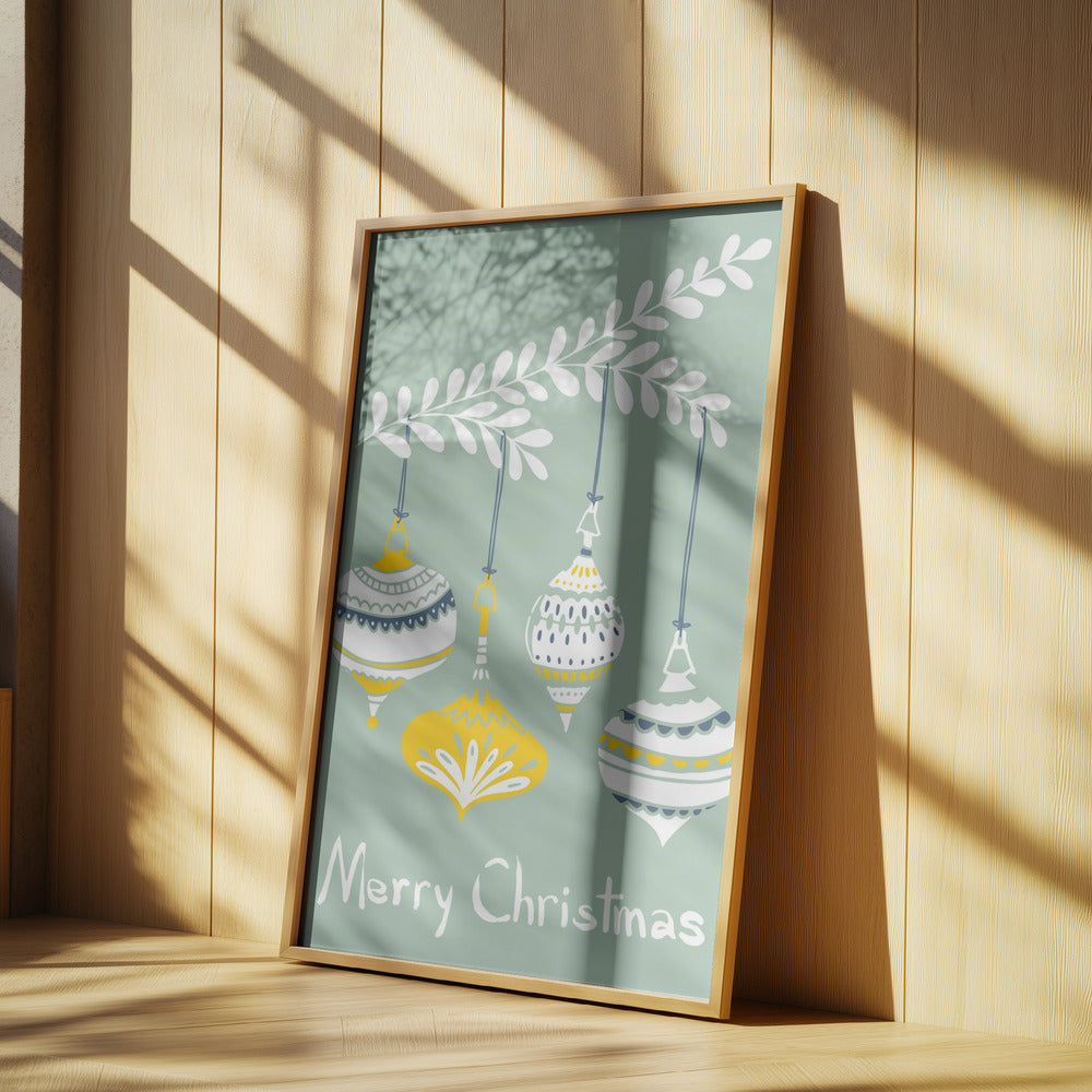 Fröhliche kleine Weihnachtskugeln mint | Poster