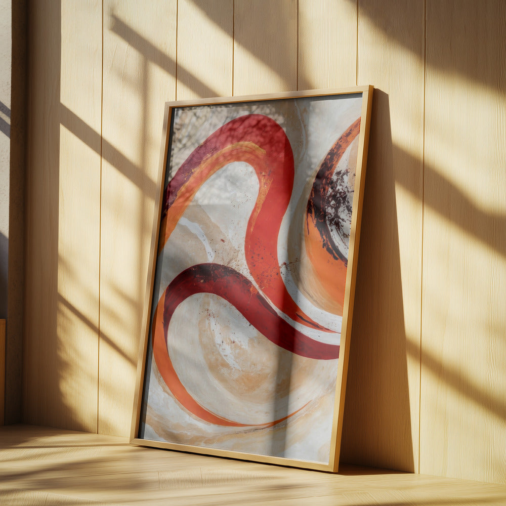 Red And Orange Swirls On A Neutral Background | Poster
