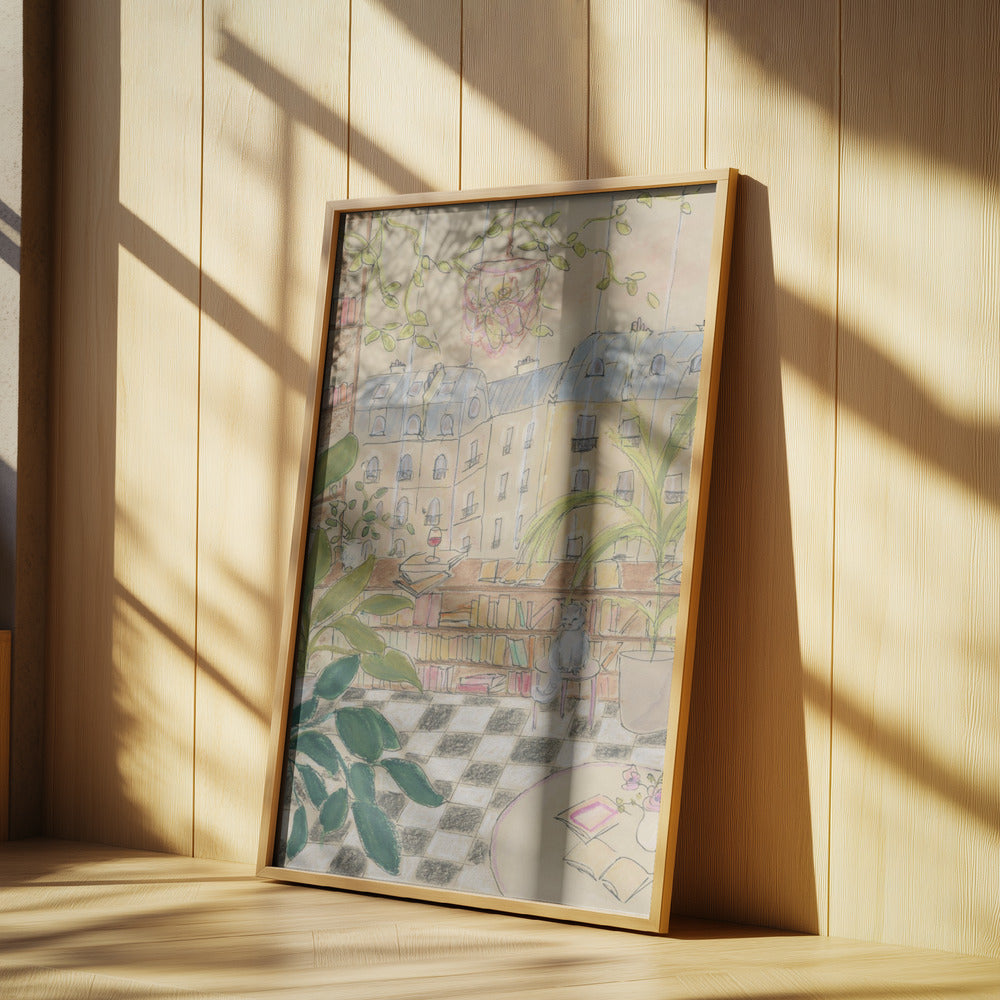 Antike Pariser Buchladenkatze | Poster