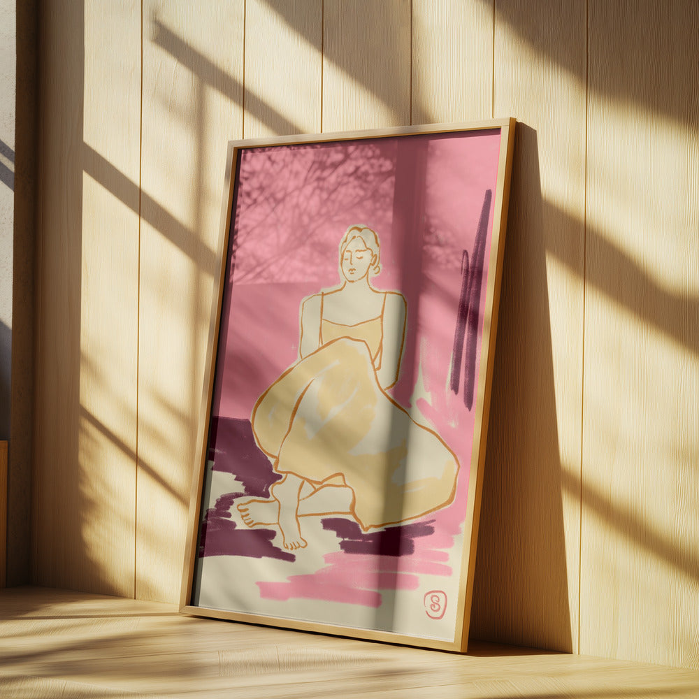 Sitzende Figur in fließendem Kleid | Poster