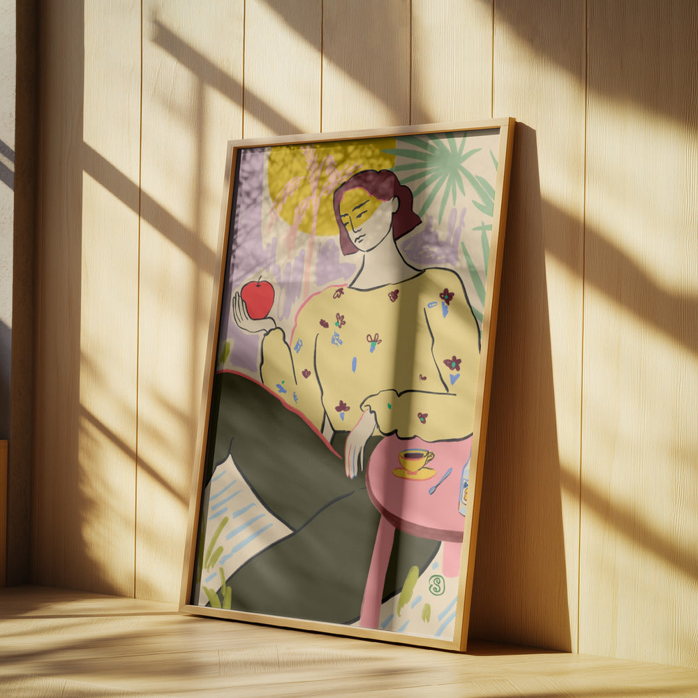 Frau mit Apfel | Poster