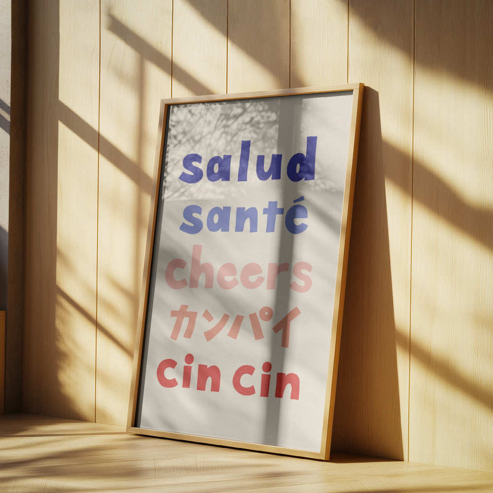 Cheers Typography - Salud Santé Cheers Kanpai Cin cin | Poster