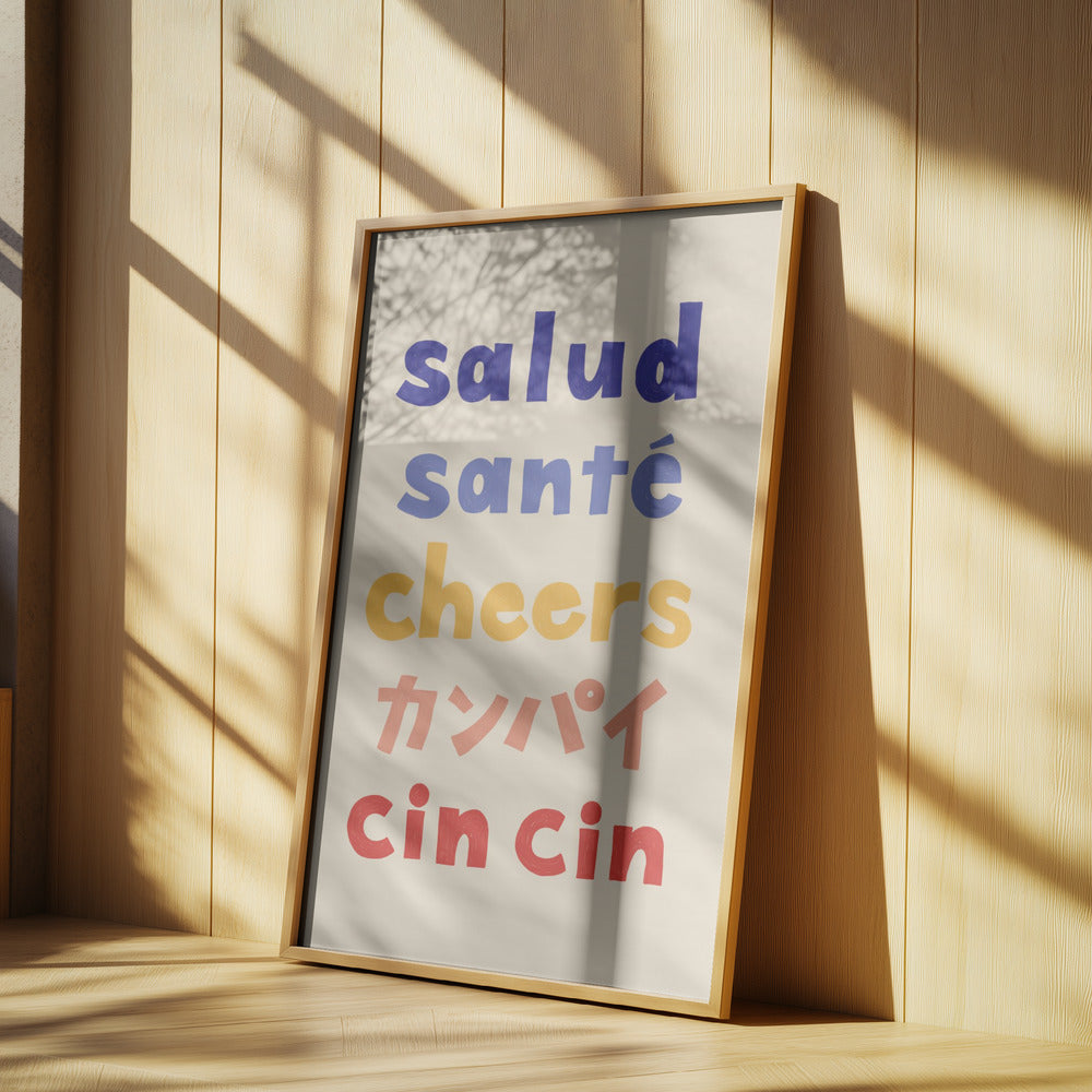 Kippis-typografia - Terveys Terveys Kippis Kanpai Cin cin | Julisteet - Taidevedokset