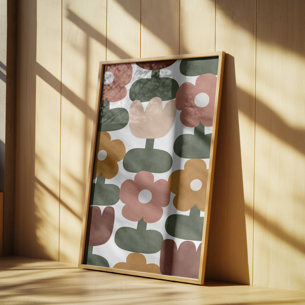 Retro Floral Grid | Poster
