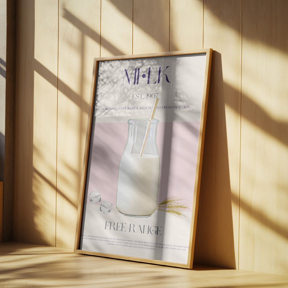 Organic Free Range Milk in a Clear Bottle with Straw | Poster