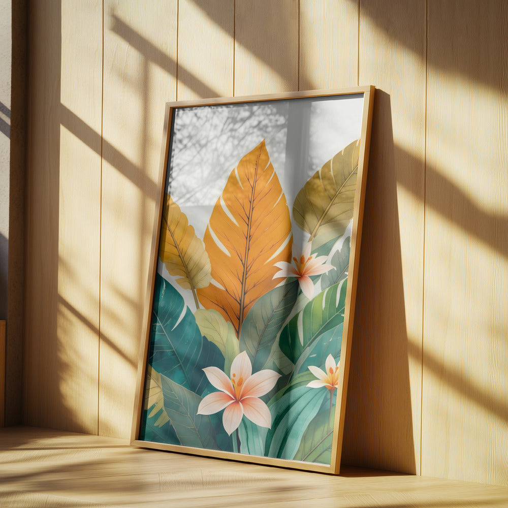 Tropical Leaves And Delicate Flowers | Poster