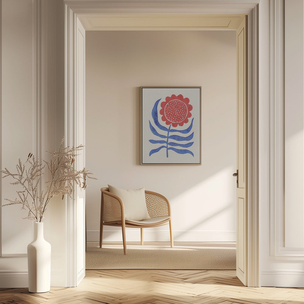 Rote Blume / Linoldruck | Poster - Kunstdruck