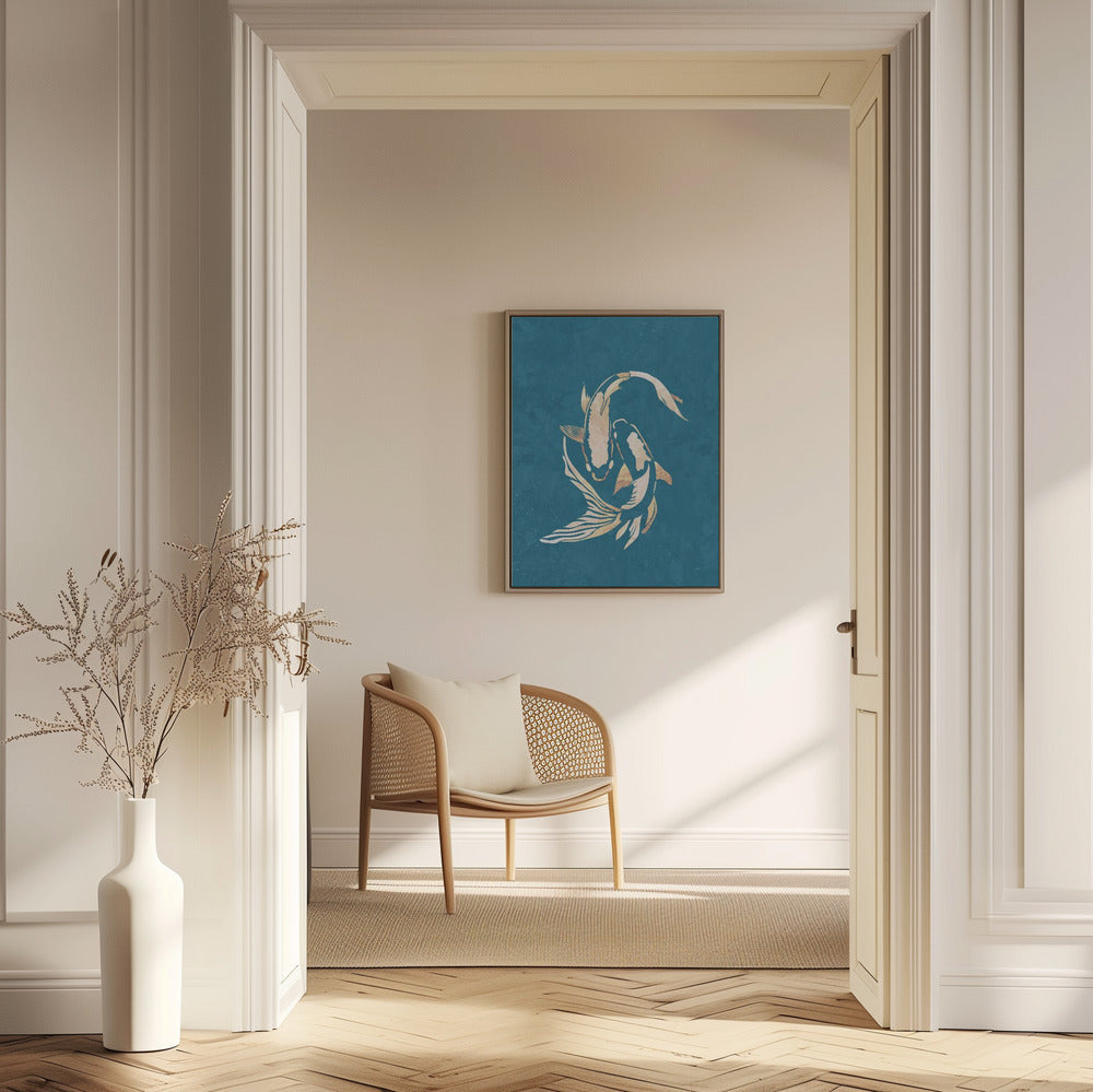 Gold Blue Koi Fish | Poster