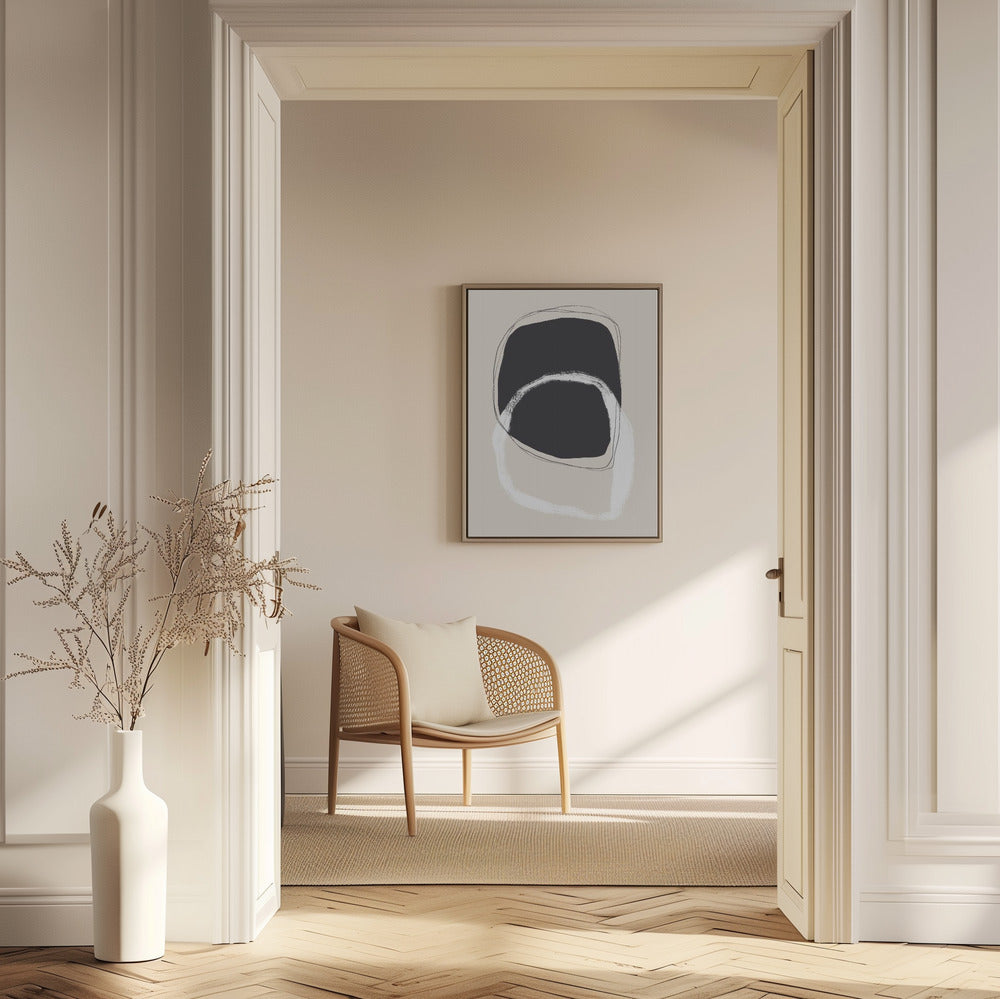 Schwarz-weiße Formen mit fließenden Linien | Poster