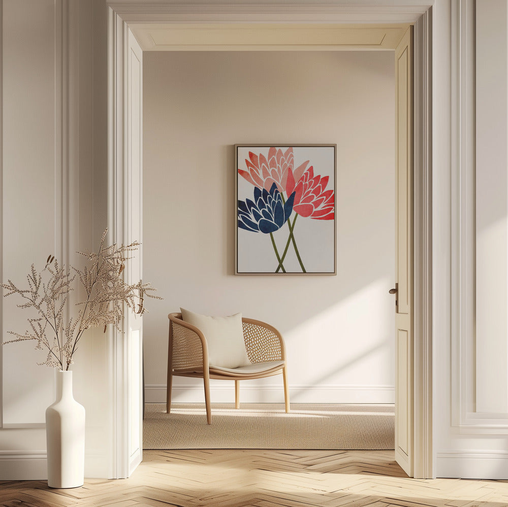 Drei tanzende Blüten | Poster - Kunstdruck