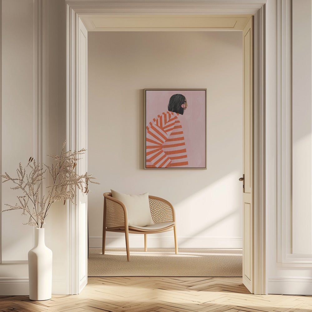 Die Frau mit den orangefarbenen Streifen | Poster