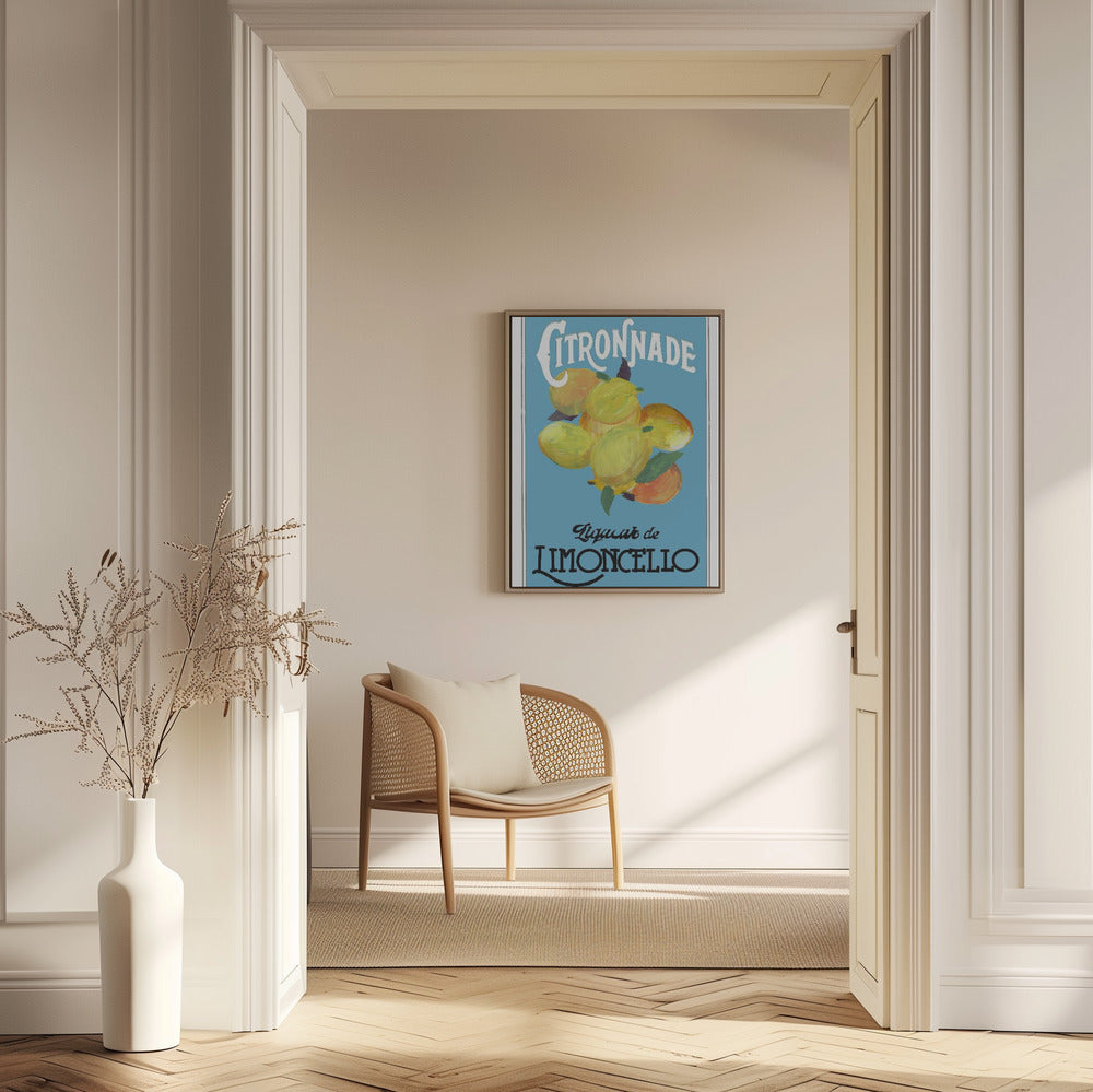 Citronnade Limoncello auf Blau und Schwarz | Poster