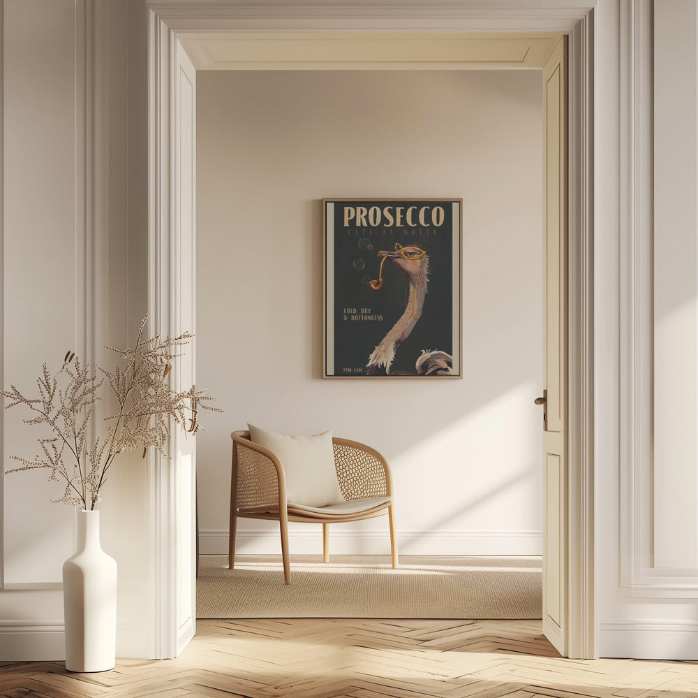 Art Deco Prosecco Wall Art Of An Ostrich | Poster