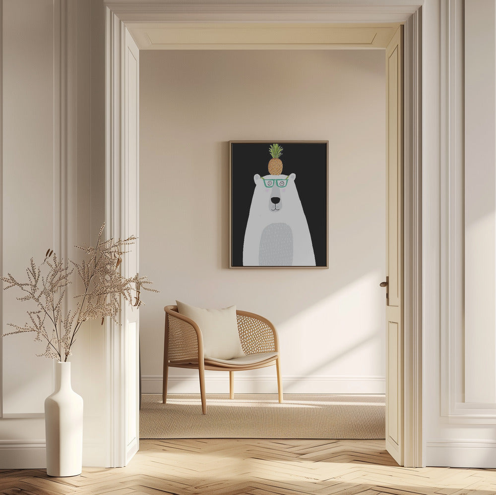 Lustiger weißer Eisbär mit Brille und Ananas | Poster