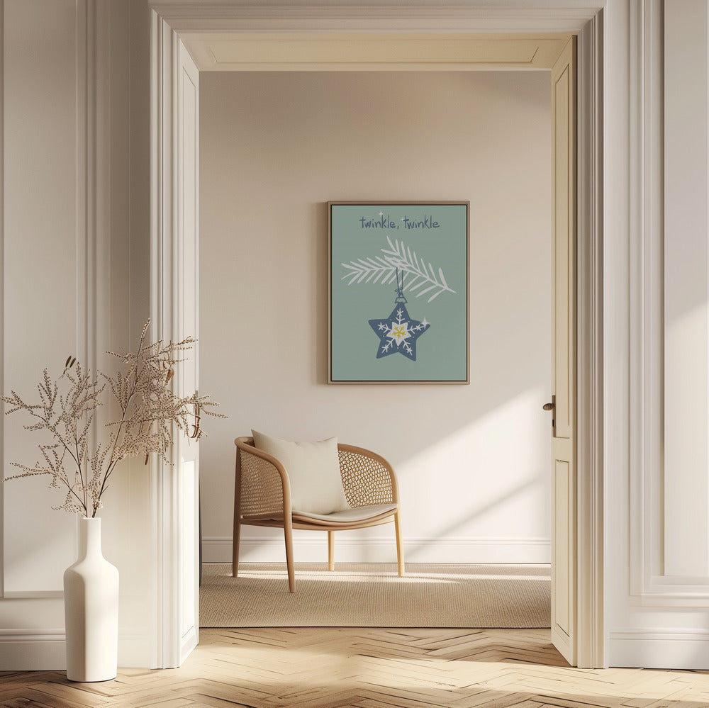 Cheerful twinkle Christmas star mint | Poster