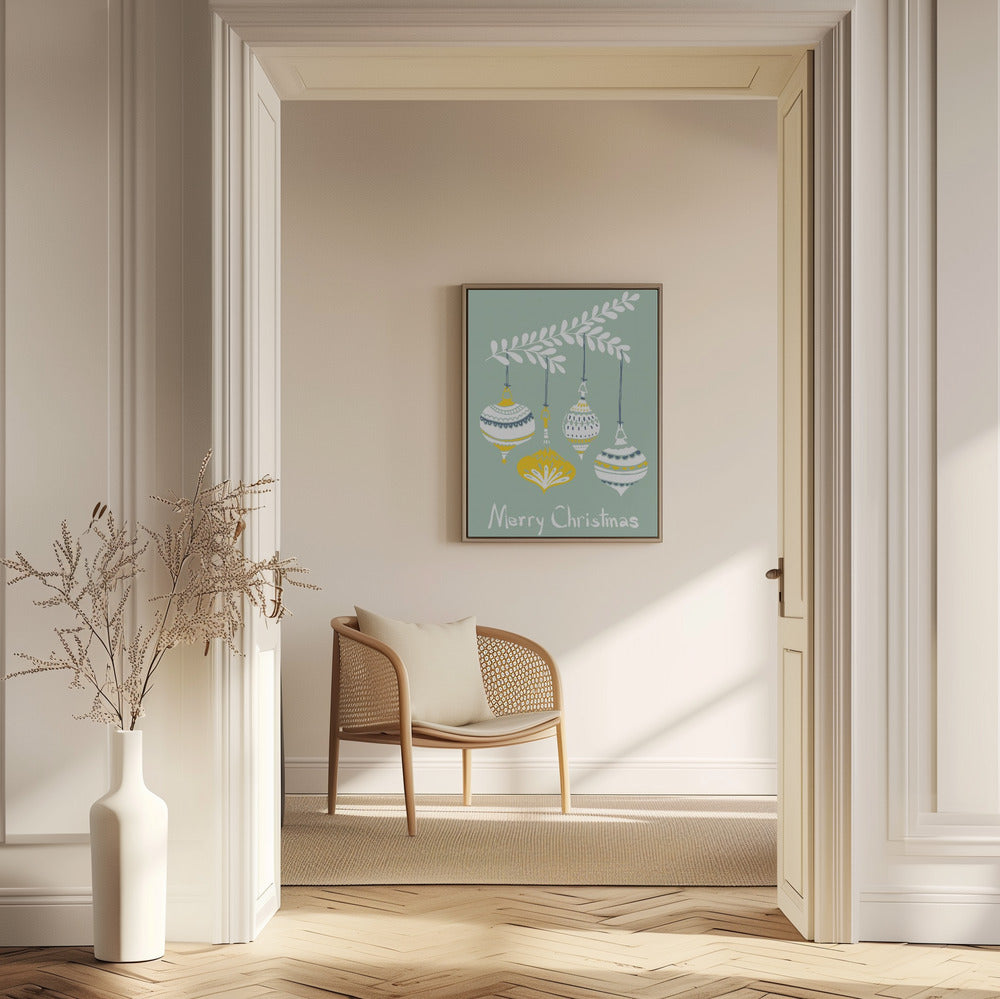 Fröhliche kleine Weihnachtskugeln mint | Poster