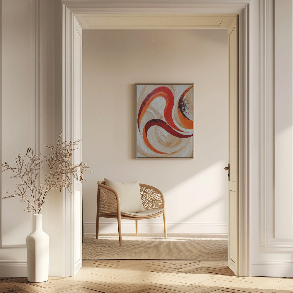 Red And Orange Swirls On A Neutral Background | Poster