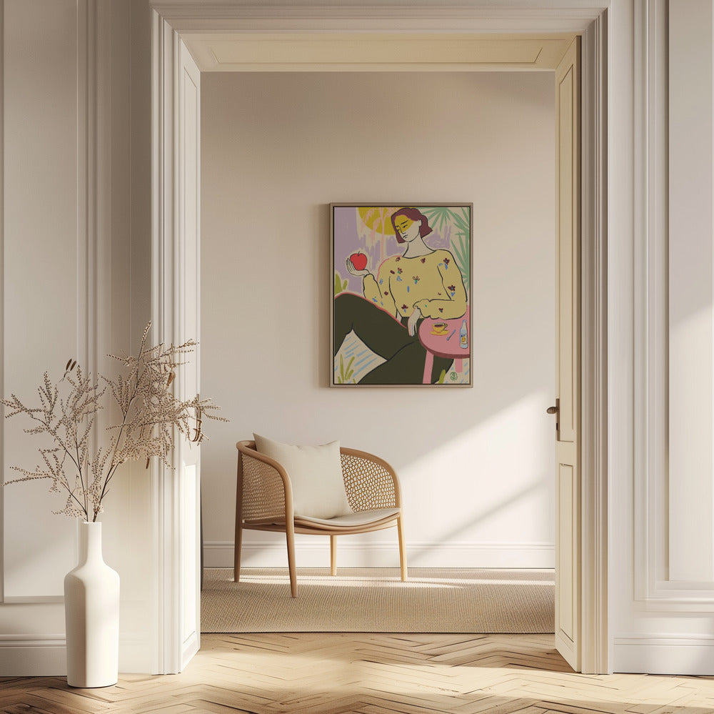 Frau mit Apfel | Poster