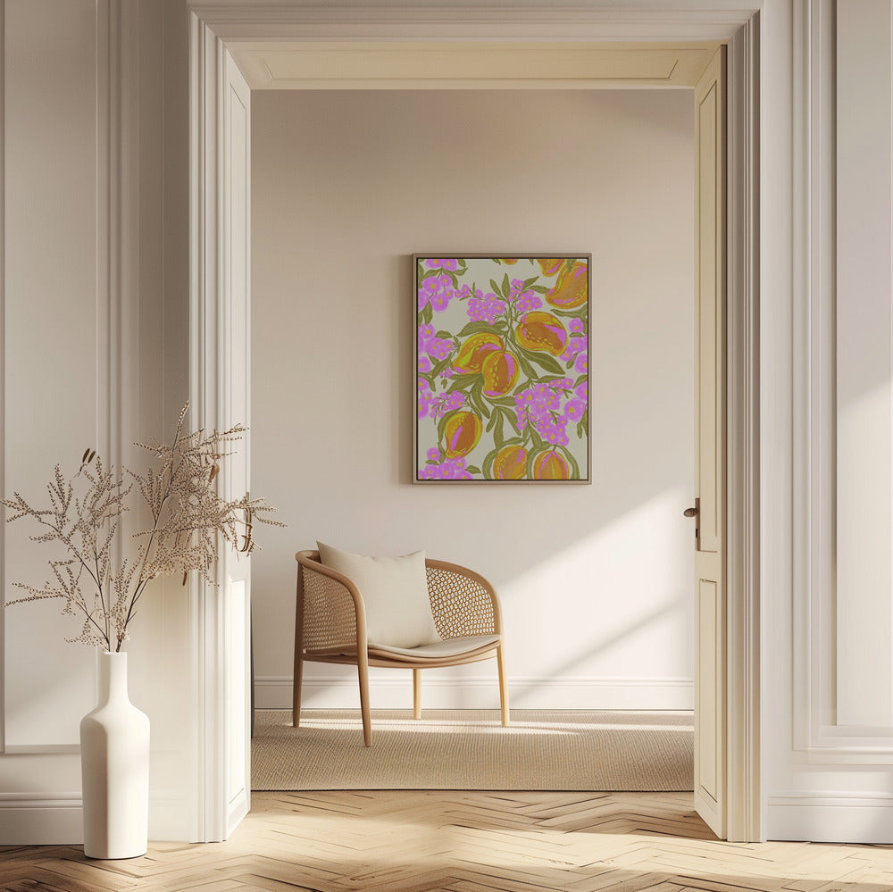 Tropical Theme With Lush Mangoes And Flowers | Poster